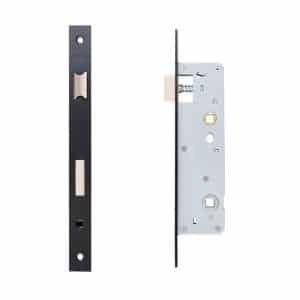 Slim Bathroom Lock Black Steel - Deanta Doors