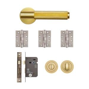 Sparta Bathroom Kit Satin Brass Finish - Deanta Doors