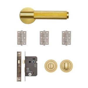 Sparta Bathroom Kit Satin Brass Finish - Deanta Doors