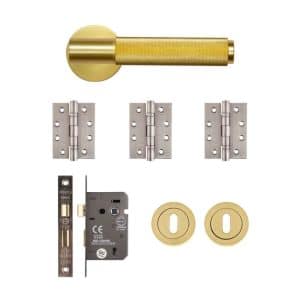 Sparta Mortice Kit Satin Brass Finish - Deanta Doors