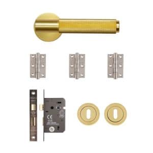 Sparta Mortice Kit Satin Brass Finish - Deanta Doors