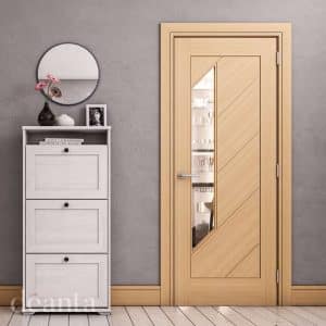 Torino Prefinished Oak Glazed FD30 Internal Door FSC - Deanta Doors