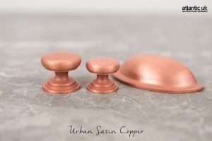 Old English Lincoln Solid Brass Victorian Knob 38mm on Concealed Fix - Urban Satin Copper