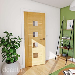 Valencia Prefinished Oak Glazed Internal Door FSC - Deanta Doors