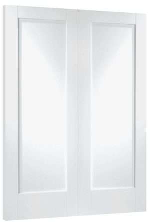 Internal White Primed Pattern 10 Pair Door with Clear Glass - XL Joinery Doors