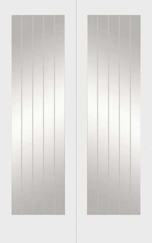 Internal White Primed Suffolk 1L Pair Door (Clear Etched Glass) - XL Joinery Doors