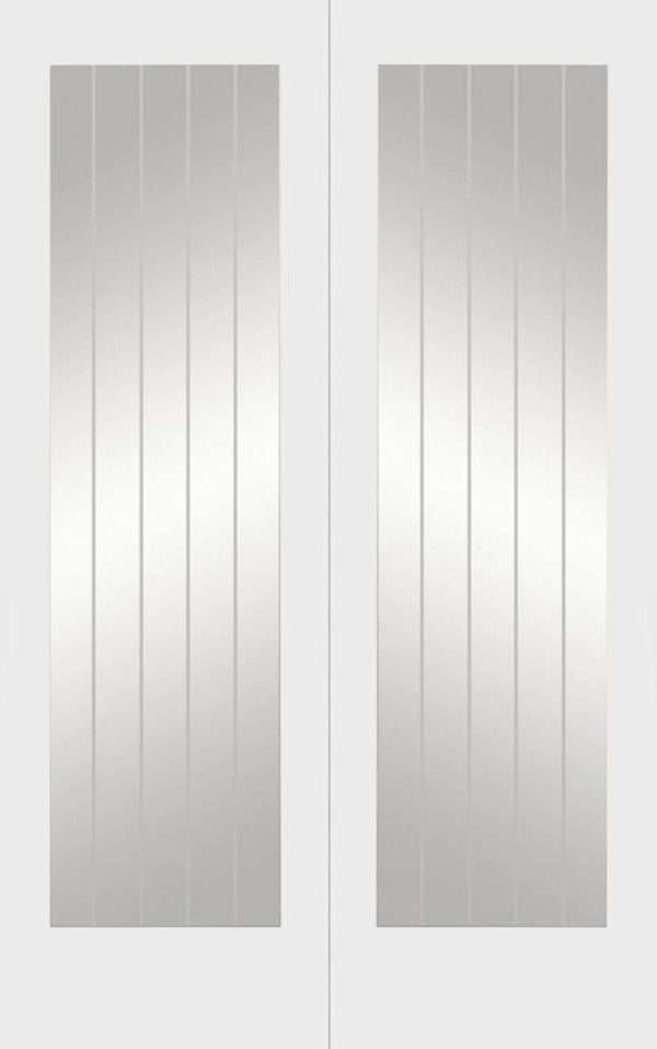 Internal White Primed Suffolk 1L Pair Door (Clear Etched Glass) - XL Joinery Doors