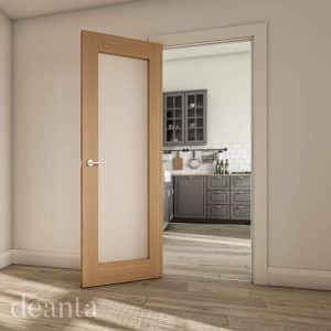 Walden Unfinished Oak Frosted Glaze Internal Door - Deanta Doors