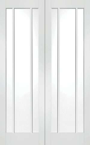 Internal White Primed Worcester Door Pair with Clear Glass - XL Joinery Doors