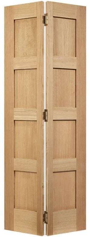 Shaker 4P Bi-Fold Unfinished Oak Internal Door - LPD Doors