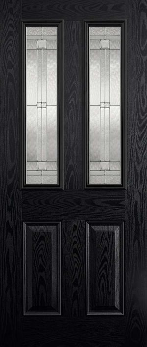 Malton 2L Glazed External Pre-Finished Black Front Face With White Inside Face and Edges Door - LPD Doors