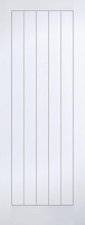 WHITE MOULDED TEXTURED VERTICAL 5P internal Door  FD30 - LPD Doors