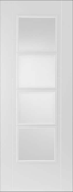 White Corsica 18G Light Obscure Glazed Internal Door FD30 Primed Trade - Mendes Doors