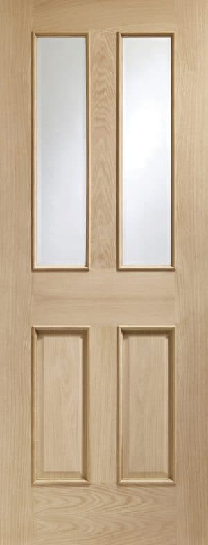 Malton With Raised Mouldings Internal Oak Door with Clear Bevelled Glass - XL Joinery Doors