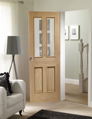 Malton With Raised Mouldings Internal Oak Door with Clear Bevelled Glass - XL Joinery Doors