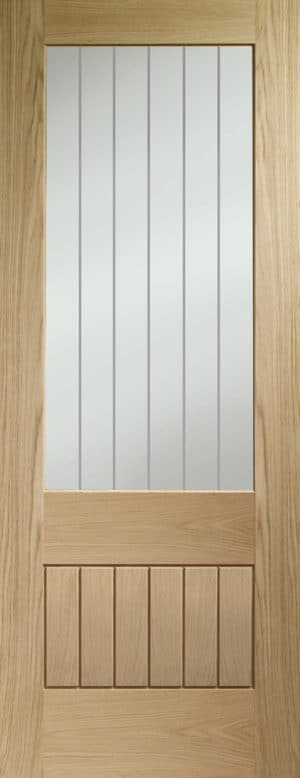 Suffolk Essential 2XG Pre-Finished Internal Oak Door with Clear Etched Glass - XL Joinery Doors