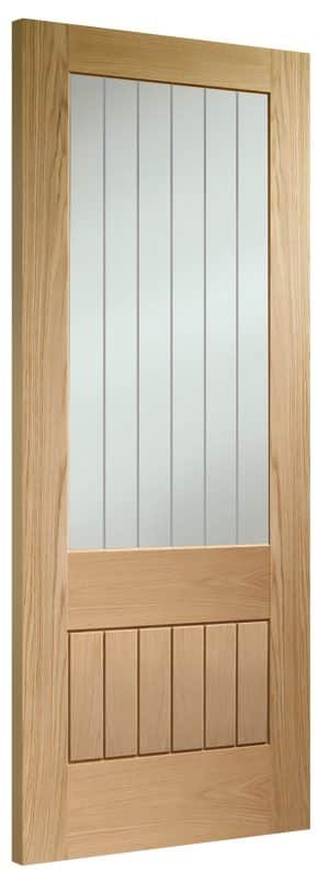 Suffolk Essential 2XG Pre-Finished Internal Oak Door with Clear Etched Glass - XL Joinery Doors