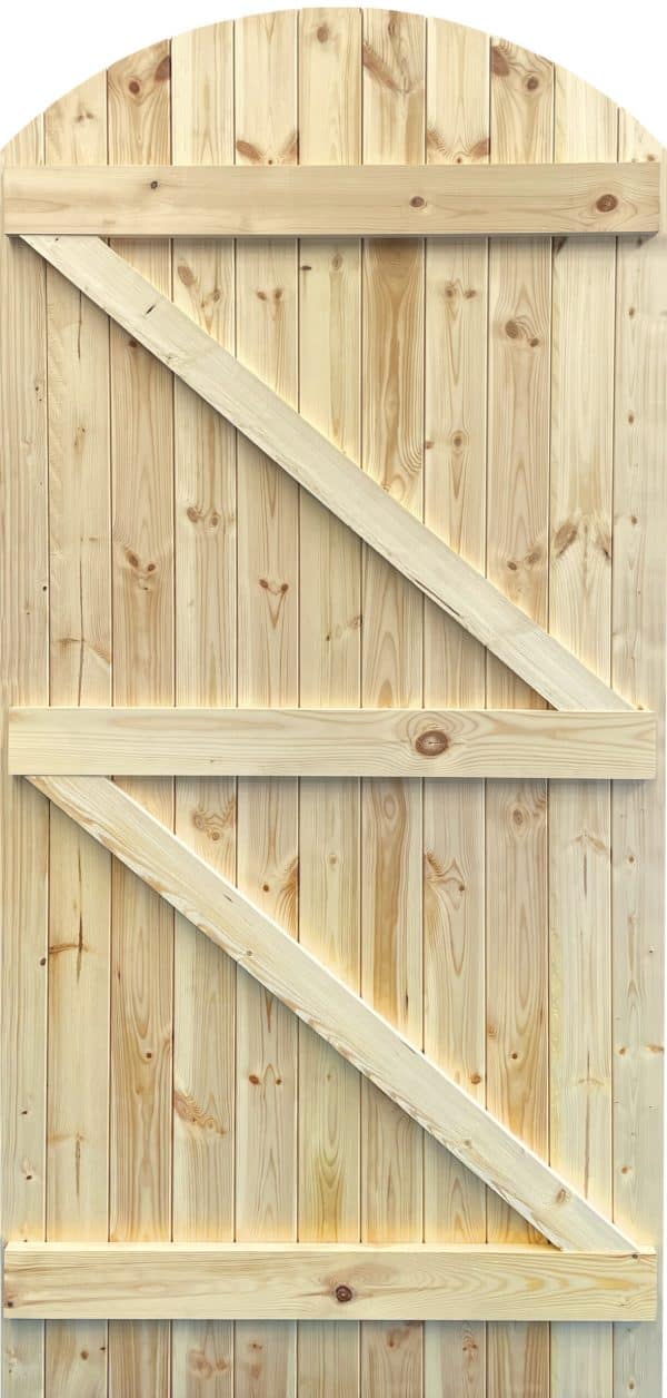 External Pine Ledged & Braced Arched Top Gate - XL Joinery Doors - Image 4