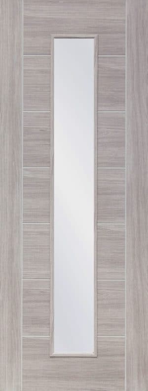 Internal Laminate White Grey Palermo Door with Clear Glass - XL Joinery Doors