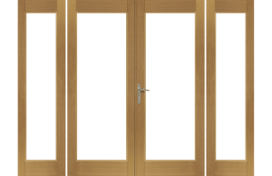 La Porte French Door in Pre-Finished External Oak Includes Sidelight Frame (Chrome Hardware) - XL Joinery Doors