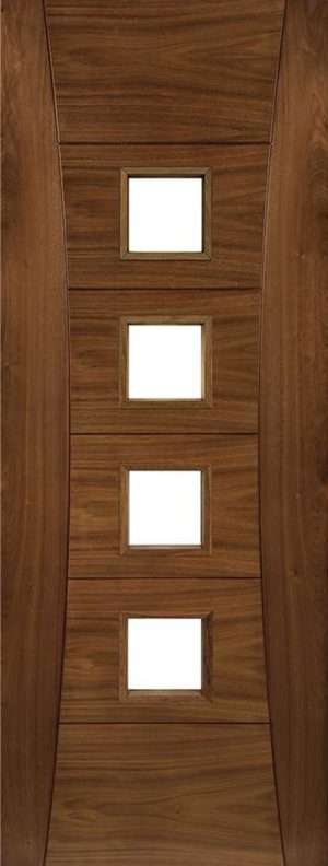 Pamplona Prefinished Walnut Glazed FD30 Internal Door FSC - Deanta Doors