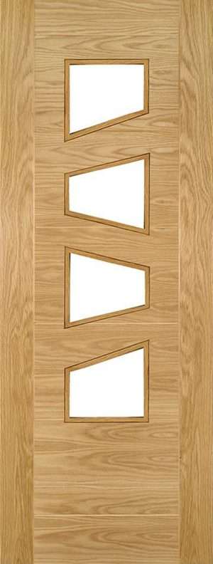 Seville Prefinished Oak Glazed Internal Door 4L Slanted FSC - Deanta Doors