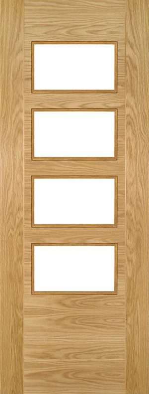 Seville Prefinished Oak Glazed Internal Door 4L Square FSC - Deanta Doors